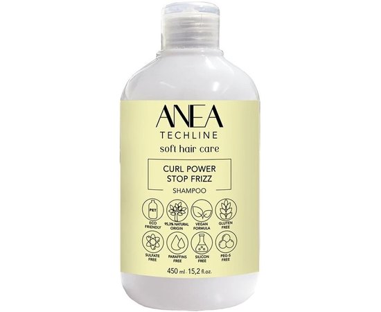 Натуральний шампунь для локонів Anea Techline Curl Power Shampoo, 450 ml, фото 