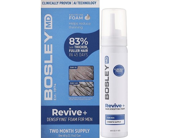Пена против выпадения волос у мужчин Bosley Revive+ Densifying Foam for Men, 60 g, изображение 2