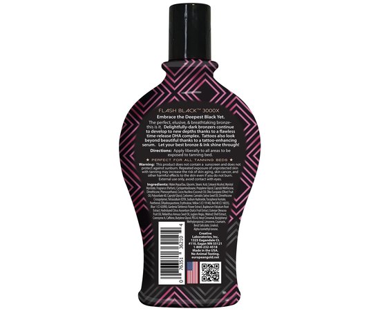 Крем с экстра темными бронзантами для очень темного шоколадного оттенка 3000X European Gold Flash Black, 354 ml, изображение 2 Крем с экстра темными бронзантами для очень темного шоколадного оттенка 3000X European Gold Flash Black, 354 ml, изображение 2