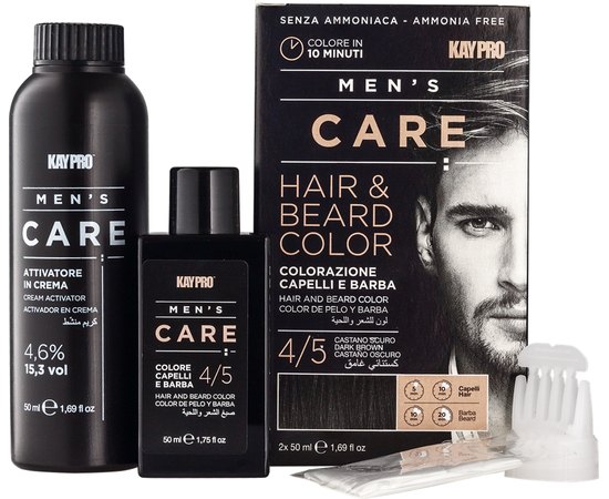 Набор для покраски волос и бороды Kay Pro Men's Care Hair & Beard Color, 2х50 ml, изображение 5 Набор для покраски волос и бороды Kay Pro Men's Care Hair & Beard Color, 2х50 ml, изображение 5