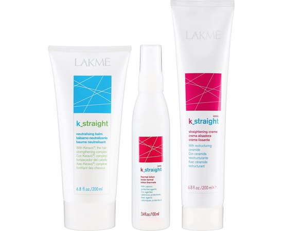 Комплекс для выпрямления жестких волос с тепловым действием Lakme K.Straight Ionic Straightening System for Resistant Hair 0, изображение 2