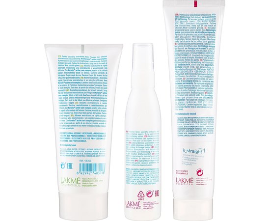 Комплекс для выпрямления ячеистых волос с тепловым действием Lakme K.Straight Ionic Straightening System for Sensitive Hair 1, изображение 3