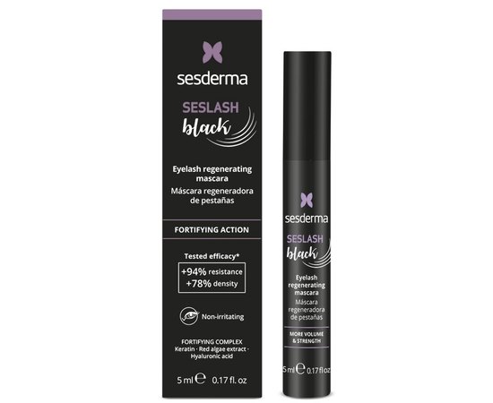 Подовжуюча та відновлююча туш для вій з кератином Sesderma Seslash Black Eyelash Regenerating Mascara, 5 ml, фото 