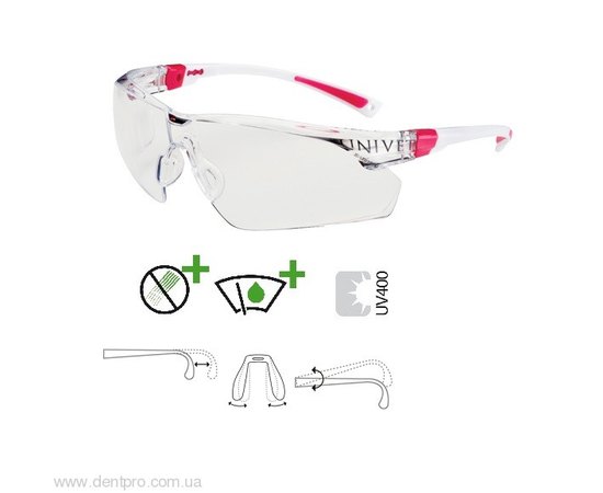 Очки защитные незапотевающие, покрытие от царапин, регулятор скобок Univet 506U, изображение 3