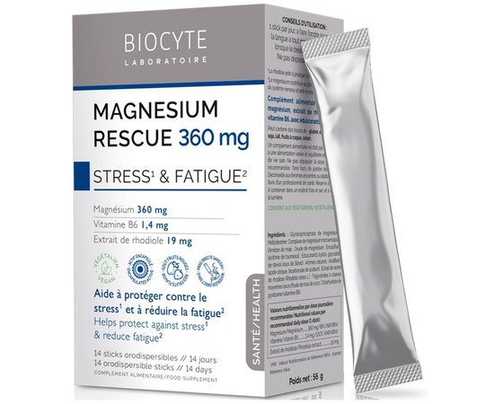 Диетическая добавка Мгновенная защита от стресса Biocyte Magnesium Rescue 360 mg, 14 sticks