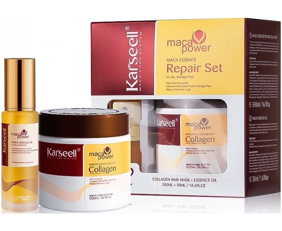 Набір для сухого та пошкодженого волосся Karseell Maca Power Essence Repair Set, фото 