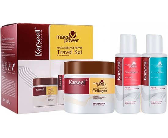 Набір-тревел для сухого та пошкодженого волосся Karseell Мaca Essence Repair Travel Set, фото 