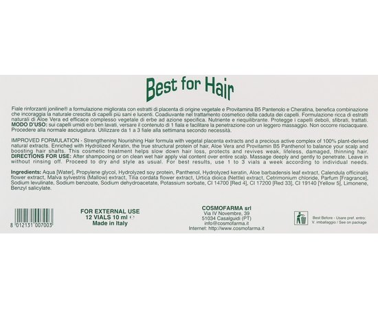 Лосьйон для волосся з екстрактом рослинної плаценти Cosmofarma S.R.L JoniLine Classic, 12x8 ml, фото _ab__is.image_number.default