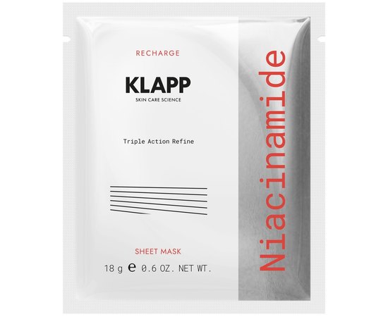 Маска флісова Ніацинамід Klapp Niacinamide Sheet Mask, 1 шт, фото 