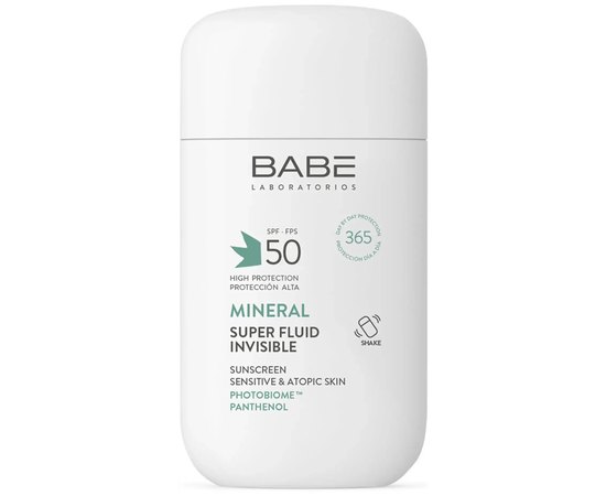 Солнцезащитный минеральный флюид с физическими фильтрами Babe Laboratorios Mineral Super Fluid Invisible SPF50, 50 ml