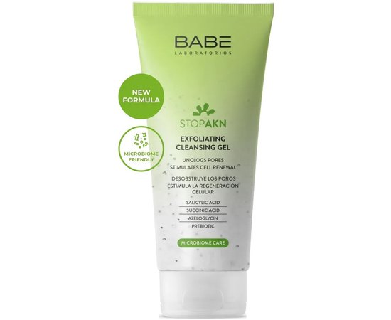 Гель-эксфолиант для глубокой очистки Babe Laboratorios Stop AKN Exfoliating Cleansing Gel, 200 ml