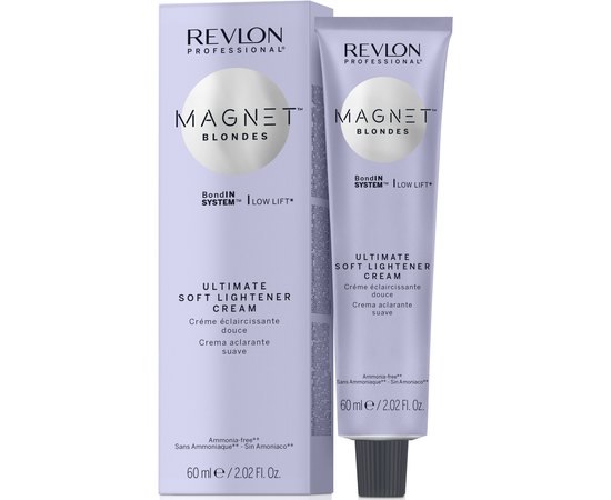 М'який освітлювач без амміаку Revlon Professional Magnet Blondes Ultimate Soft Lightener Cream, 60 ml, фото 