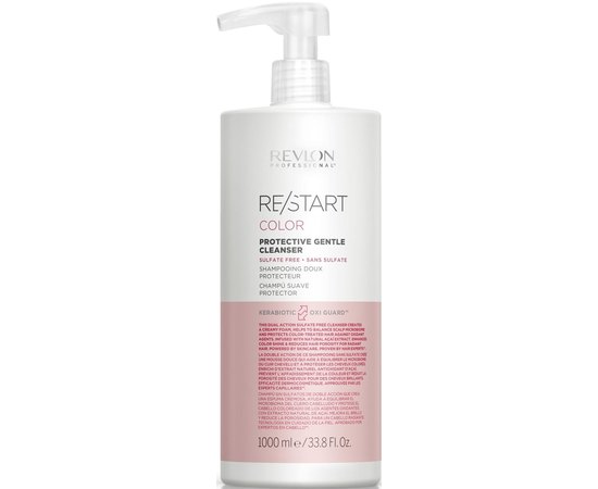 Безсульфатний шампунь для фарбованого волосся Revlon Professional Restart Color Gentle Cleanser Shampoo, 1000 ml, фото 