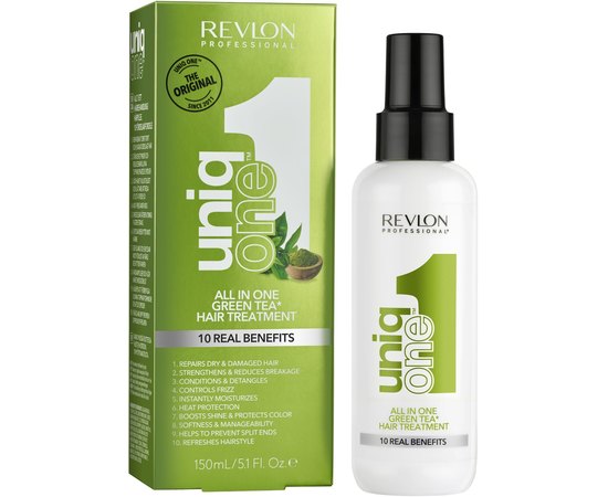 Спрей-уход Зеленый чай Revlon Professional Uniq One Hair Treatment Green Tea, изображение 2