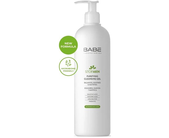Очищающий гель Babe Laboratorios Stop AKN Purifying Cleansing Gel Microbiome, изображение 2 Очищающий гель Babe Laboratorios Stop AKN Purifying Cleansing Gel Microbiome, изображение 2