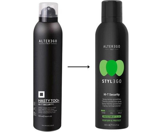 Термозащитный спрей для волос с блеском Alter Ego Stylego Protect Hi-T Security Spray, 300 ml, изображение 2
