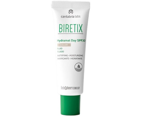 Матирующий флюид с тоном для проблемной кожи Cantabria Biretix Hydramat Day SPF 30 Colour, 50 ml