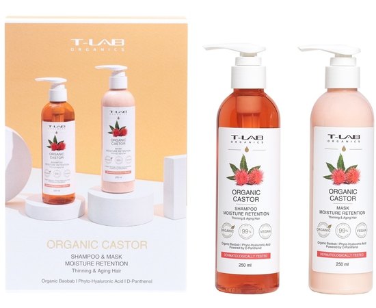 Набор для тонких и возрастных волос T-Lab Professional Castor Shampoo and Mask Set