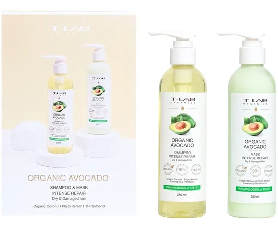 Набор для сухих и поврежденных волос T-Lab Professional Organic Avocado Shampoo and Mask Set