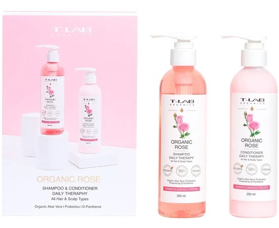 Набор для повседневного ухода за волосами T-Lab Professional Organic Rose Shampoo and Conditioner Set
