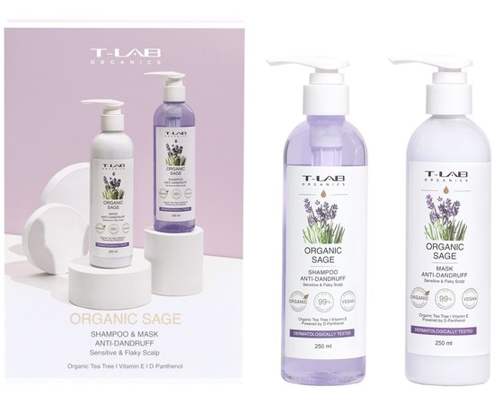 Набор для волос склонных к перхоти T-Lab Professional Organic Sage Shampoo and Mask Set