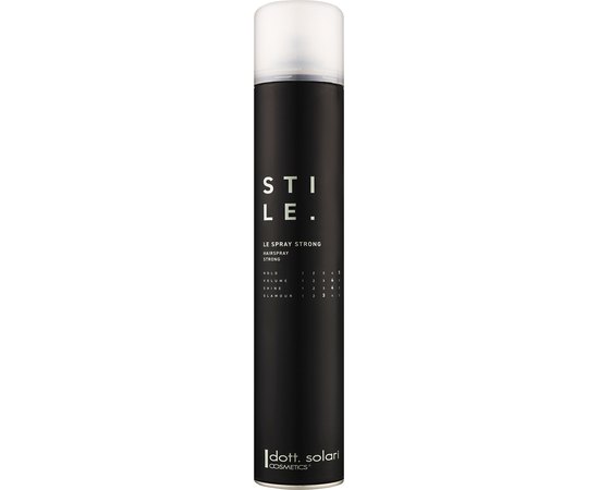 Лак для волосся сильної фіксації Dott. Solari Style LE Spray Strong Hairspray, 500 ml, фото  Лак для волосся сильної фіксації Dott. Solari Style LE Spray Strong Hairspray, 500 ml, фото