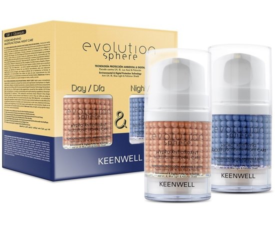 Набір Антиоксидантний зволожуючий + Нічний відновлюючий комплекси Keenwell Evolution Sphere, фото  Набір Антиоксидантний зволожуючий + Нічний відновлюючий комплекси Keenwell Evolution Sphere, фото