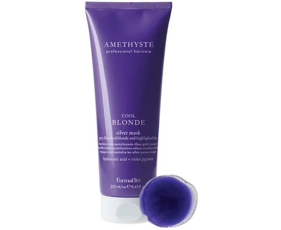 Нейтрализующая маска для седых и осветленных волос Farmavita Amethyste Cool Blonde Silver Mask, 250 ml, изображение 2