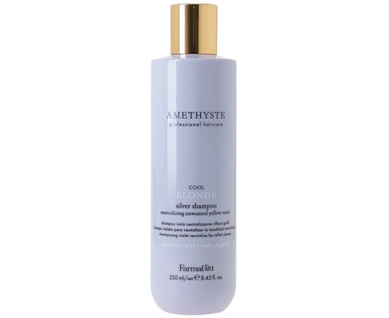 Нейтрализующий фиолетовый шампунь для седых и осветленных волос Farmavita Amethyste Cool Blonde Silver Shampoo