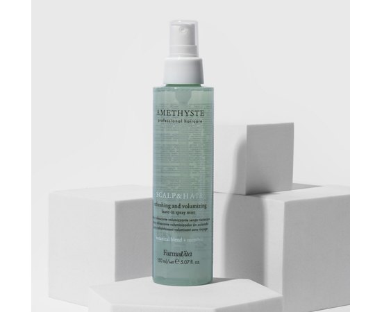 Успокаивающий спрей для восстановления баланса кожи головы после химических процедур Farmavita Amethyste Scalp&Hair Refreshing Volumizing Leave-In Spray Mist, 150 ml, изображение 2