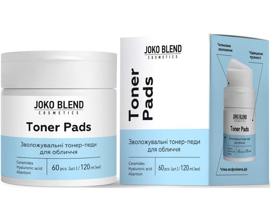 Увлажняющие тонер-педы для лица с керамидами и гиалуроновой кислотой Joko Blend Toner Pads, 60 pc, изображение 2 Увлажняющие тонер-педы для лица с керамидами и гиалуроновой кислотой Joko Blend Toner Pads, 60 pc, изображение 2