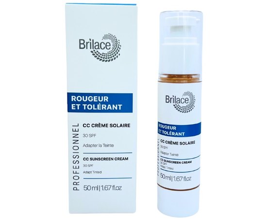 СС-крем сонцезахисний з тоном Brilace Rougeur Et Tolerant СС Creme Solaire 30 SPF, 50 ml, фото 