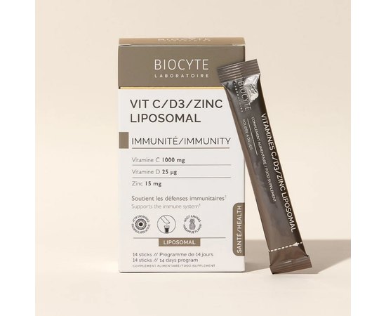 Дієтична добавка для підтримки імунної системи Biocyte Vit C-D3-Zink Liposomal, 14 sticks, фото _ab__is.image_number.default