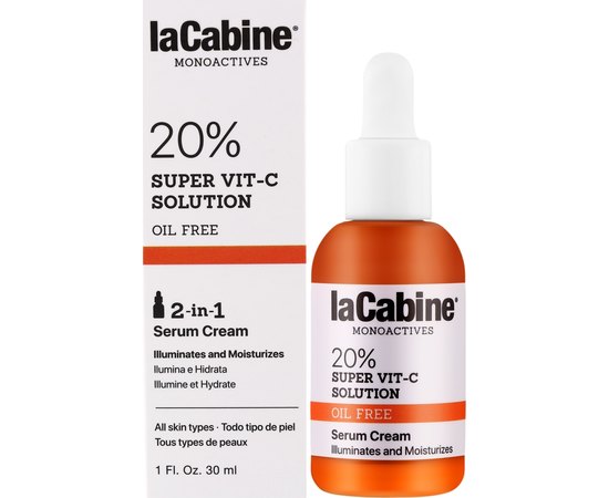 Крем-сыворотка для осветления и увлажнения кожи La Cabine Vit-C 20% Super 2 in 1 Serum Cream, 30 ml