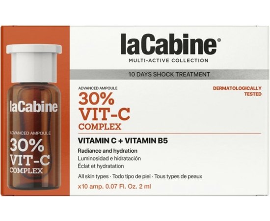 Высококонцентрированная увлажняющая сыворотка La Cabine Vit-C Complex+Vit B5 Advanced 30% Ampoule, изображение 2