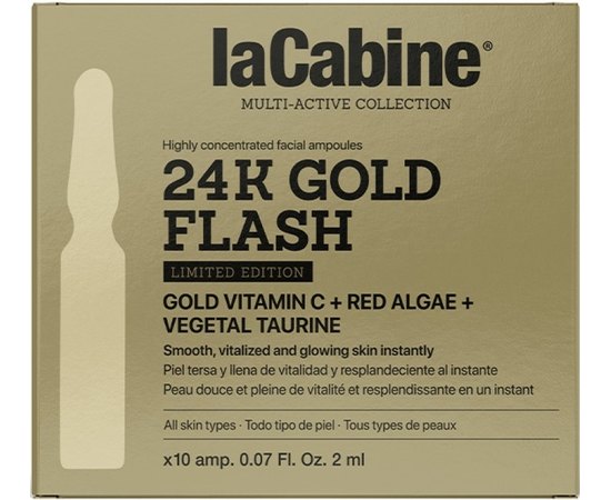 Высококонцентрированные ампулы для мгновенного сияния кожи La Cabine 24K Gold Flash Ampoules, изображение 3