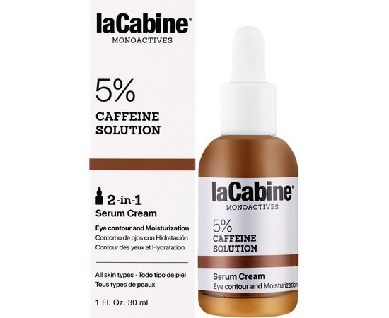 Зволожувальна крем-сироватка для контуру очей La Cabine Caffeine 5% Solution 2 in 1 Serum Cream, 30 ml, фото 