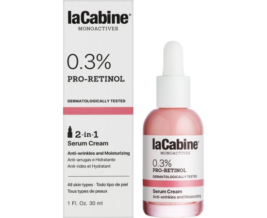 Зволожувальна крем-сироватка для шкіри обличчя La Cabine Pure Retinol 0.3% Pro-Retinol 2 in 1 Serum Cream, 30 ml, фото 