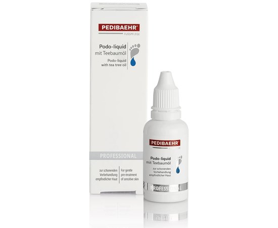 Жидкость для предварительной обработки кожи ног с маслом чайного дерева PediBaehr Podo-liquid mit Teebaumöl, 30 ml, изображение 2
