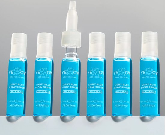 Сыворотка в ампулах для увлажнения и блеска волос Yellow Light Blue Glow Serum Hydra Care, 6х13 ml, изображение 2