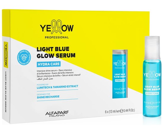 Сыворотка в ампулах для увлажнения и блеска волос Yellow Light Blue Glow Serum Hydra Care, 6х13 ml