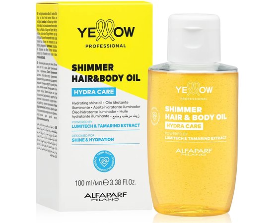 Масло для увлажнения волос и тела Yellow Shimmer Hair And Body Oil Hydra Care, 150 ml