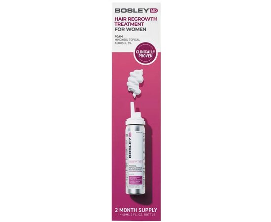 Пена с миноксидилом 5% для восстановления роста волос у женщин Bosley Minoxidil Topical Aerosol 5% for Women, 60 g