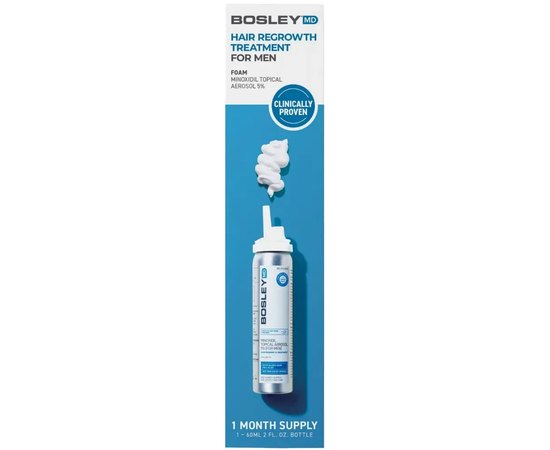 Пена с миноксидилом 5% для восстановления роста волос у мужчин Bosley Minoxidil Topical Aerosol 5% for Men, 60 g