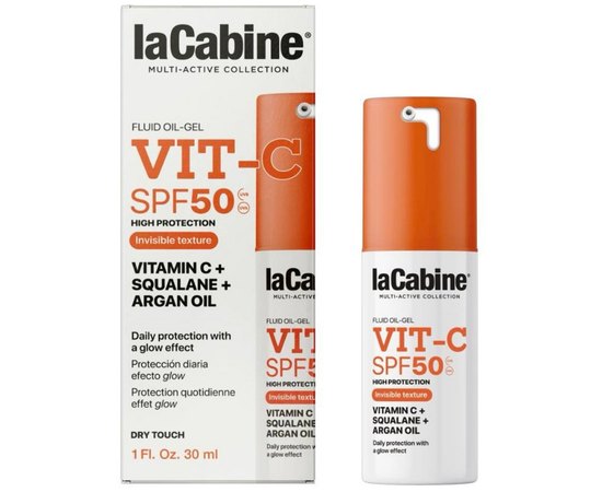 Солнцезащитный гель-флюид La Cabine Vit-C Invisible SPF50 Fluid Oil Gel, 30 ml, изображение 2