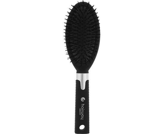 Щетка для волос с нейлоновыми зубцами овальная черная HairWay 08039, изображение 2