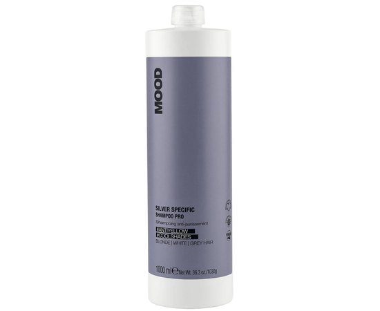 Фиолетовый шампунь для нейтрализации желтизны Mood Silver Specific Shampoo, изображение 2
