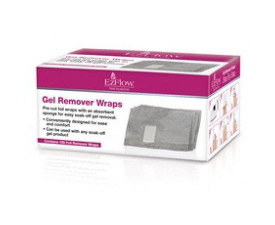 EZ Flow TruGel Remover Foil Wraps Фольга зі спонжем для зняття штучних нігтів, 100 шт, фото 