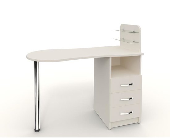 Маникюрный стол с стеклянными полочками Марксон Мебли ваниль "Естет №1"