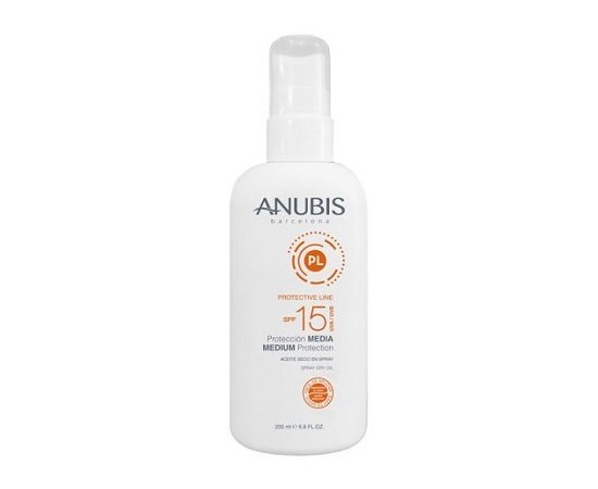 Сухое масло солнцезащитное мерцающее для тела и волос SPF15 Anubis Sun Medium Protection, 200 ml